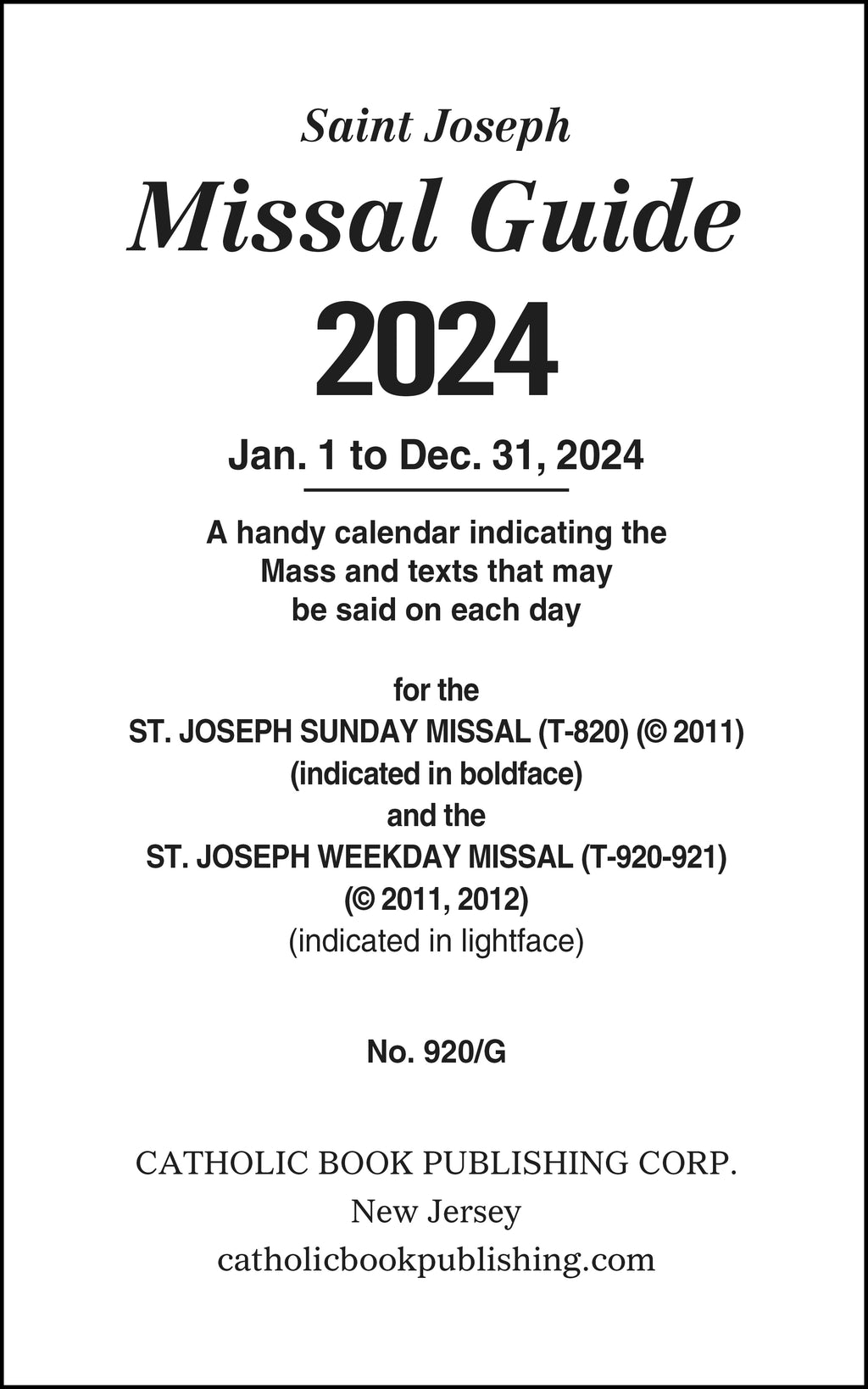 St. Joseph Missal Guide for 2025 Catholic Book Publishing