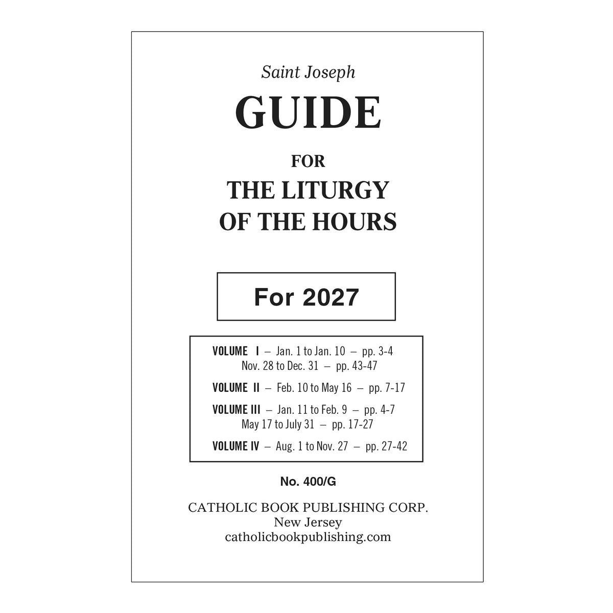 Liturgy Of The Hours Guide For 2027