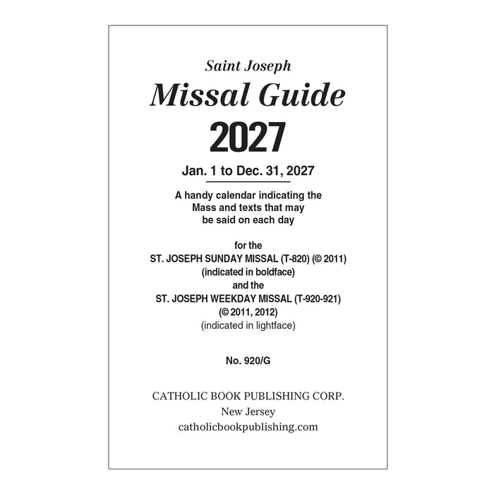 St. Joseph Missal Guide for 2027
