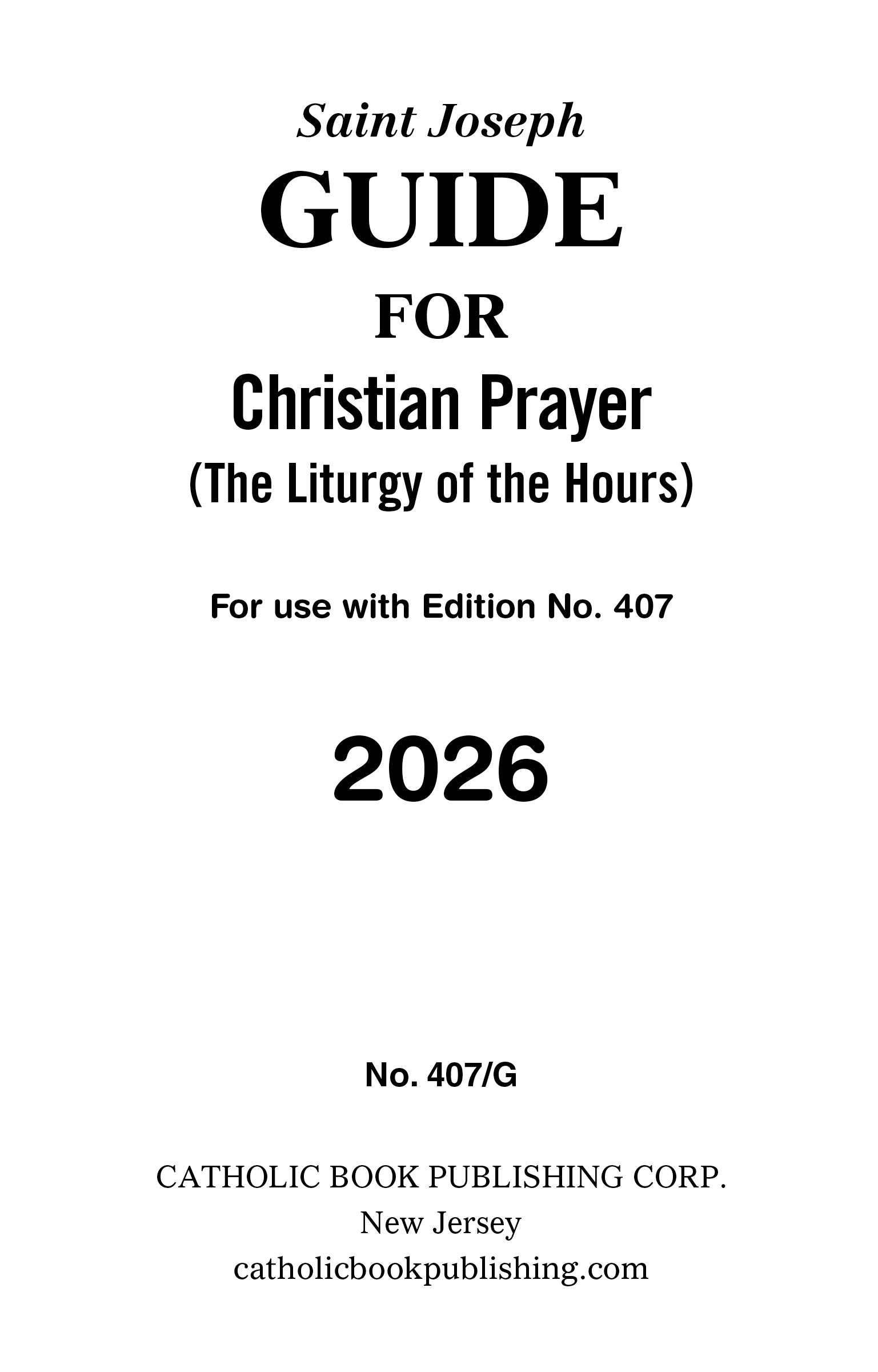 Christian Prayer Guide For 2026 (Large Type) – Catholic Book