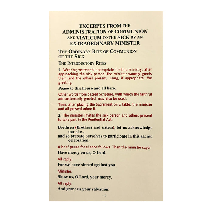 EXCERPTS FROM THE ADMINISTRATION OF COMMUNION AND VIATICUM TO THE SICK