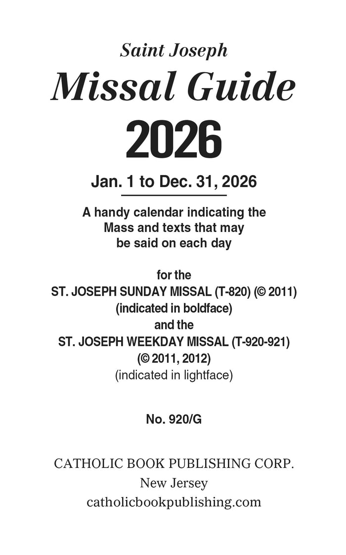 St. Joseph Missal Guide for 2026